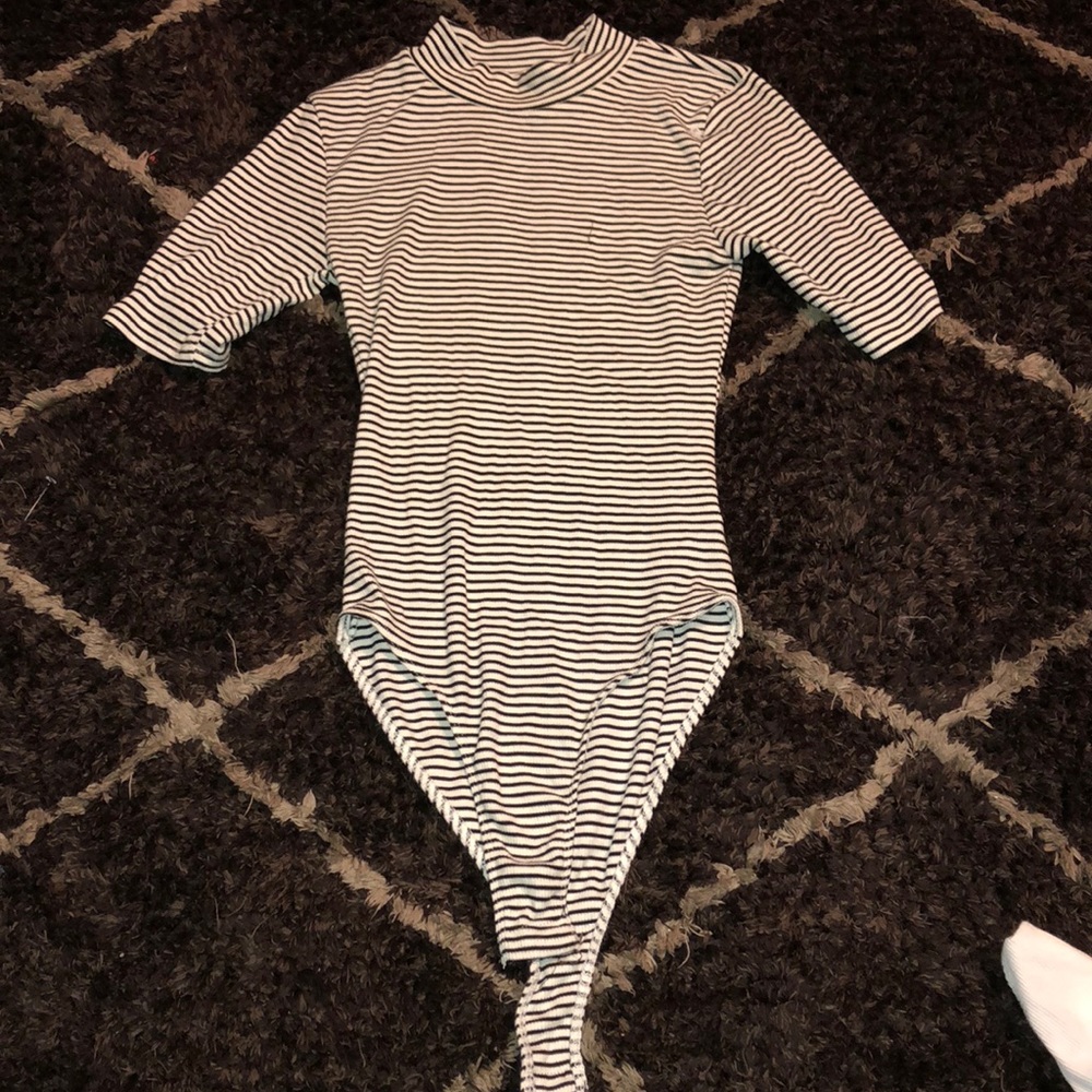 White stripped body suit
